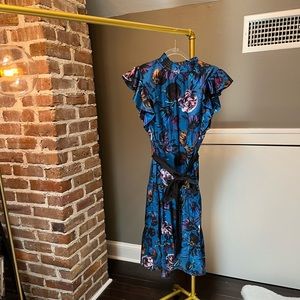 Sam Edelman Floral Neck Neck Midi Dress